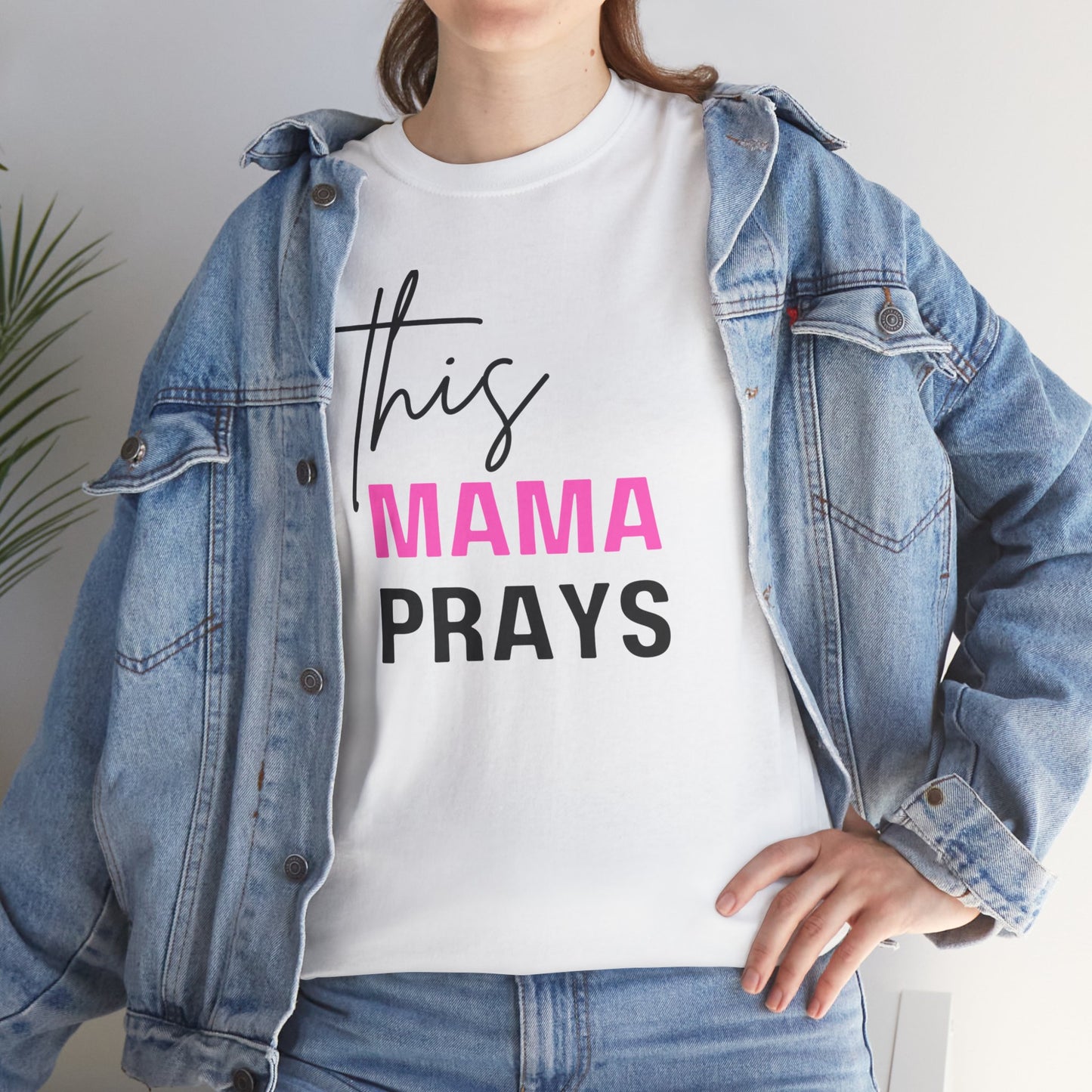 This Mama Prays Tee (Pink)