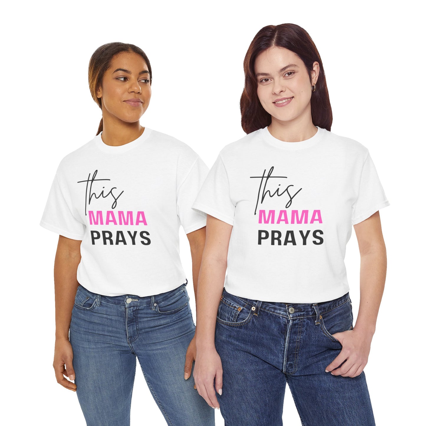 This Mama Prays Tee (Pink)