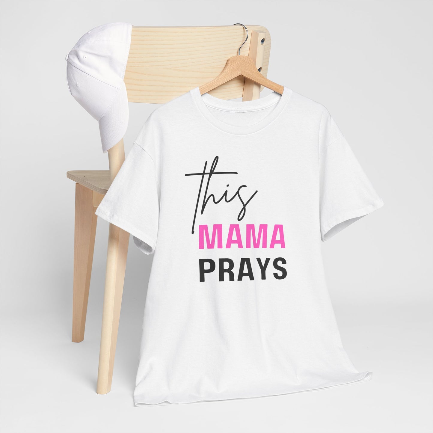 This Mama Prays Tee (Pink)